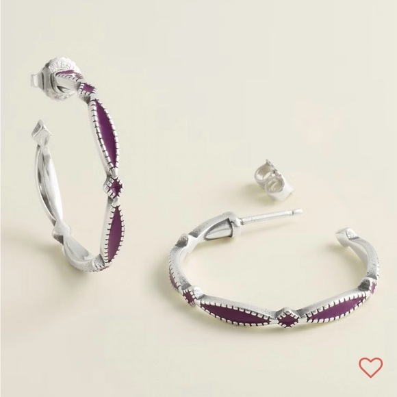 James Avery Enamel Cordoba Hoop Earrings - Purple Sterling Silver - Picture 5 of 5